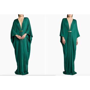 TOM FORD Satin Stretch Jersey Kaftan Gown in Dark Emerald IT44/US10 $4990